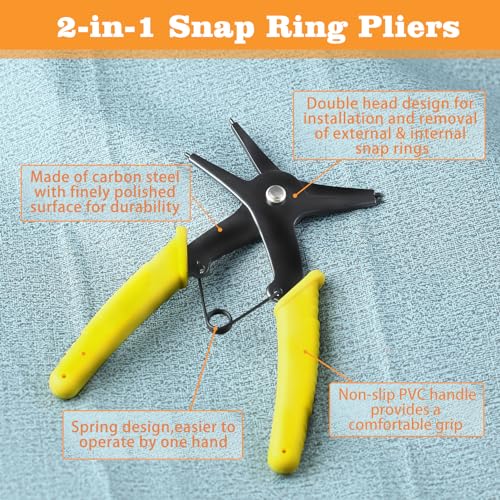 LEONTOOL 2 in 1 Snap Ring Pliers - Internal & External Circlip Pliers for 10-40mm Snap Rings - Image 5