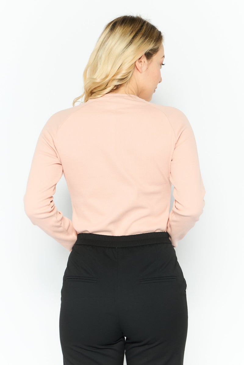 Ellesse Women Brand Logo Long Sleeve Bodysuit, Pink - Image 3