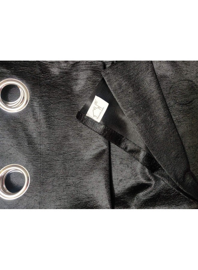 Homefab India Royal Silky Grommet Long Door Curtain - 9 feet, Black - 2 Piece - Image 2