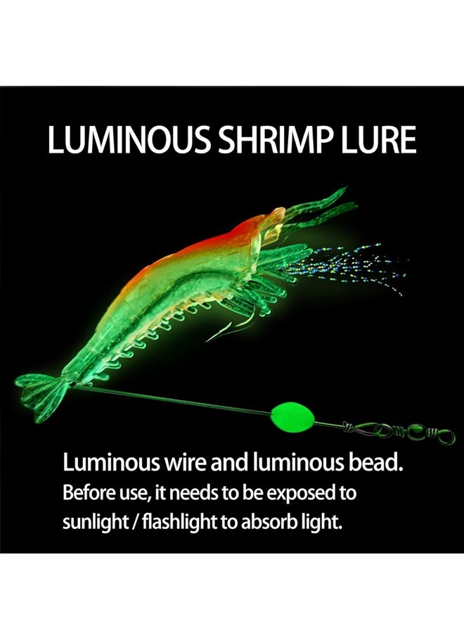 7 PCS Saltwater Fishing Lures Shrimp Lures Set, Premium Soft Shrimp Fishing Tackle with Luminous Sharp Hooks - Image 3
