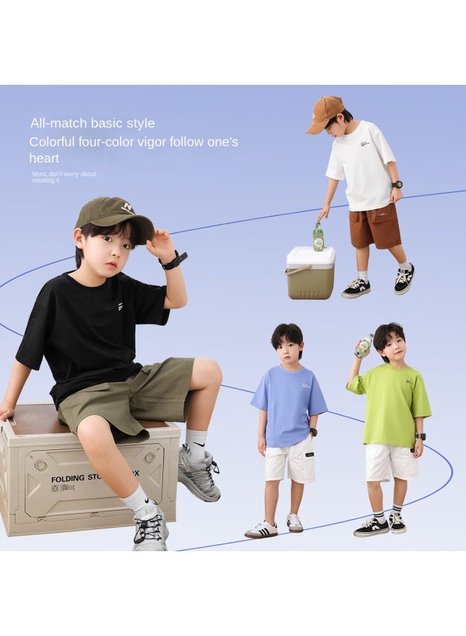 Zuoxi Boys' T-shirt Short Sleeve Cool Summer Wear Children's Half-sleeve Top White Summer Ice-feel Clothing For Big Boys - Image 5