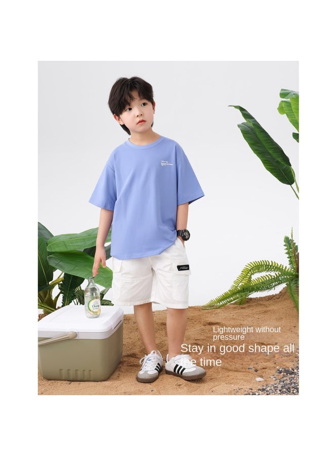 Zuoxi Boys' T-shirt Short Sleeve Cool Summer Wear Children's Half-sleeve Top White Summer Ice-feel Clothing For Big Boys - Image 4