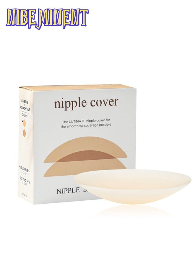 NIBEMINENT Nipple Cover - Sticky Adhesive Silicone Nipple Pasties - Reusable Pasty Nipple Covers for Women with Travel Box - Image 1
