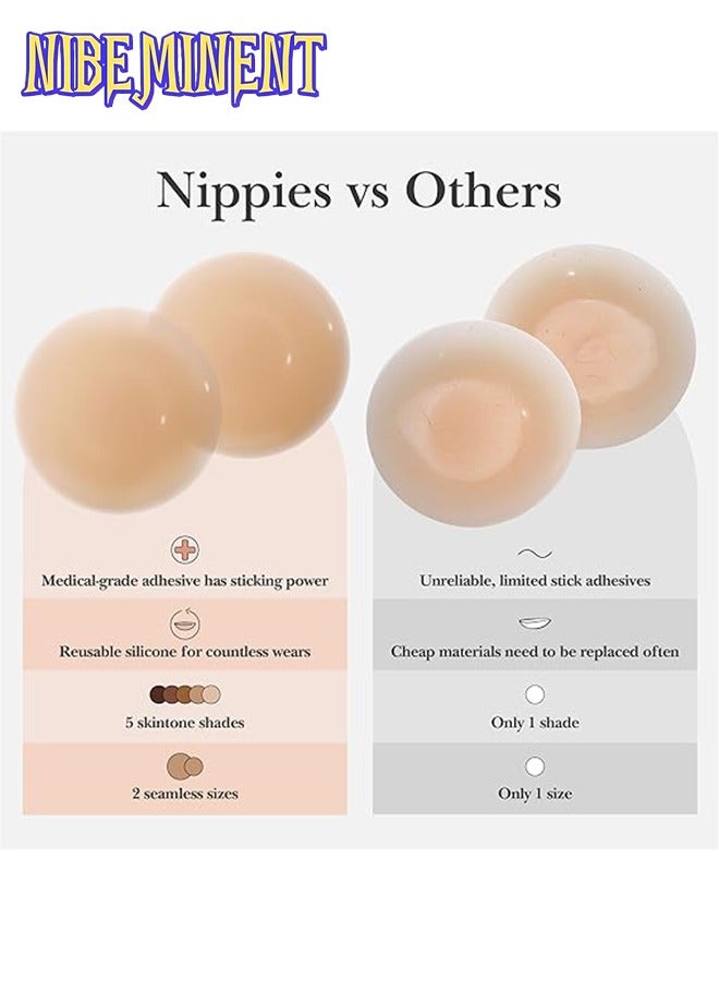 NIBEMINENT Nipple Cover - Sticky Adhesive Silicone Nipple Pasties - Reusable Pasty Nipple Covers for Women with Travel Box - Image 4