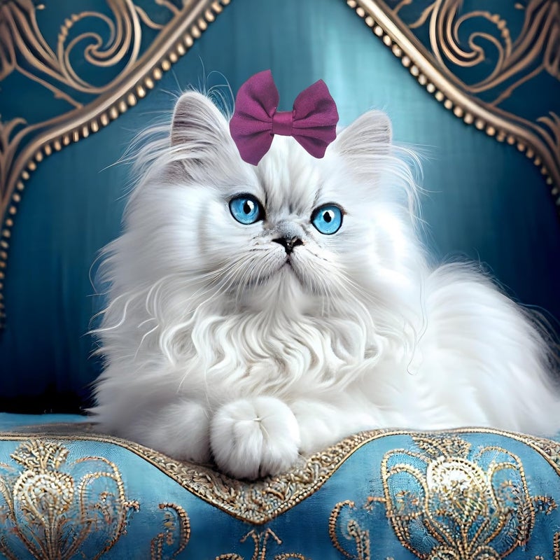 Sage Square Cute Pet Hair Bow Clip | Handmade for Dogs & Cats | Stylish Topknot & Grooming Accessory | Fancy Look for Weddings, Festivals & Celebrations | Great Gift Idea (Purple) - Image 4