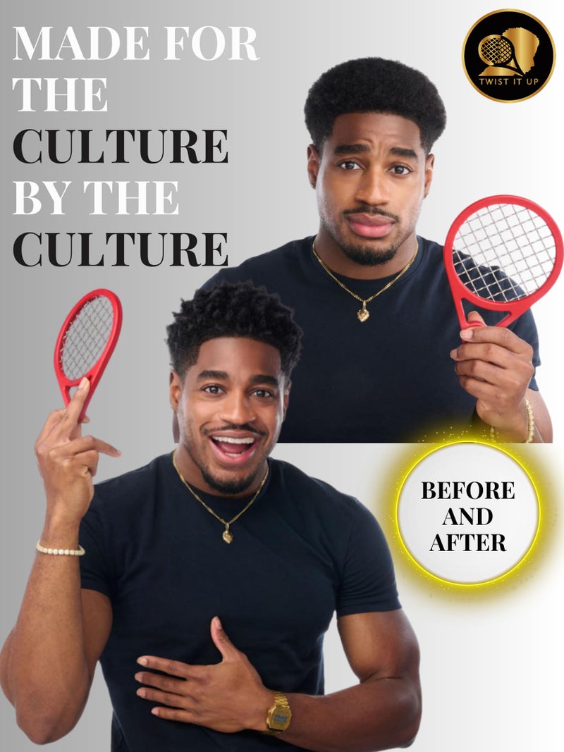 Twist It Up Comb (Red Desires) - Alternative to Hair Sponges, Creates Curls and Twists for Black Men, Tennis Racket Design - Image 3