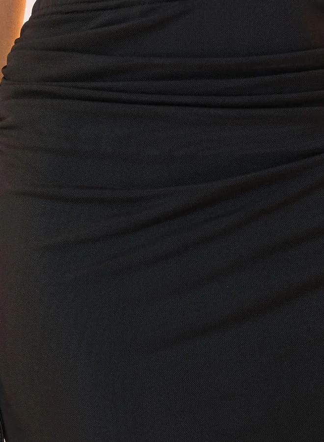 Take Two Solid Side Drawstring Mermaid Skirt