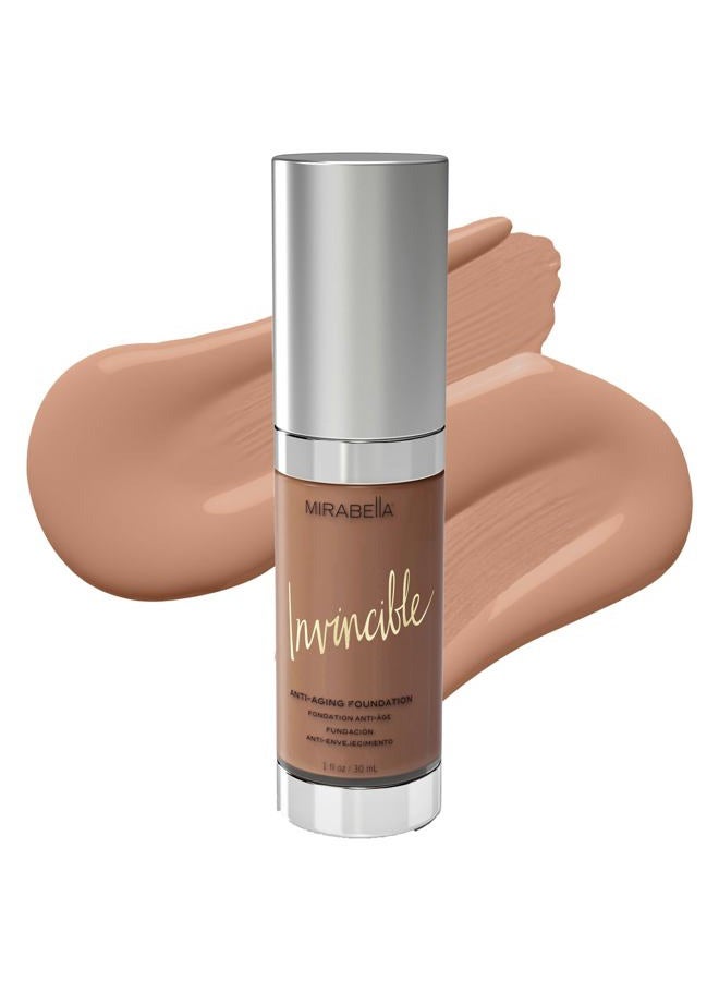 Mirabella Invincible For All HD Liquid Foundation - Anti-Aging Full Coverage Liquid Face Makeup - Moisturizing, Hydrating & Lightweight Foundation for All Skin Types (Mocha VI, Original Packaging) - Image 1