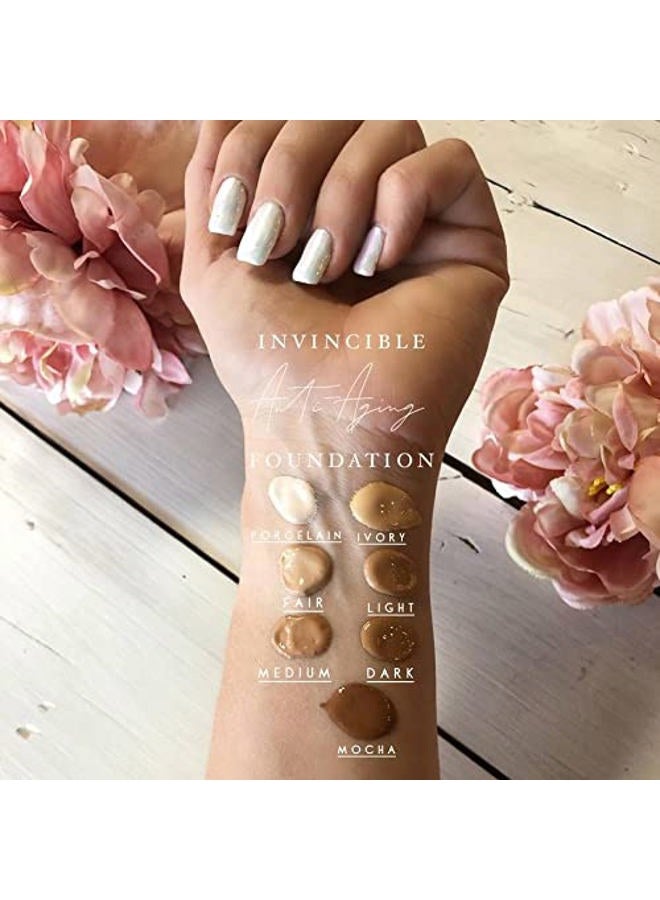 Mirabella Invincible For All HD Liquid Foundation - Anti-Aging Full Coverage Liquid Face Makeup - Moisturizing, Hydrating & Lightweight Foundation for All Skin Types (Mocha VI, Original Packaging) - Image 3