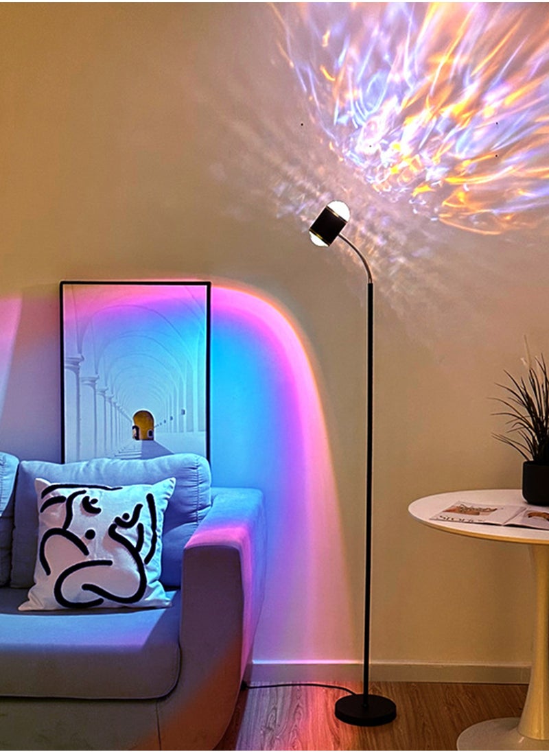 Sharpdo Living Room Floor Lamp Modern Standing Floor Lamp Smart LED Floor Lamp With Unique Water Ripple Light Special Gift Of 4 Color Cards Black 20x20x160 centimeter  - Image 1