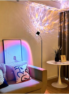 Sharpdo Living Room Floor Lamp Modern Standing Floor Lamp Smart LED Floor Lamp With Unique Water Ripple Light Special Gift Of 4 Color Cards Black 20x20x160 centimeter  - Image 3