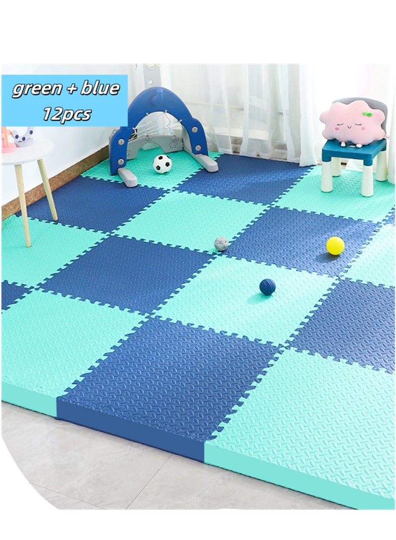 12 حزمة لغز أرضية حصيرة ، 60 × 60 سم إيفا رغوة أرضية Playmats مع سمك 2.5 سم ، الألعاب للأطفال حماية الأرضيات ممارسة حصيرة ، للرياضات المنزلية ، معدات التمرين ، تمرين اليوغا ، صالات الألعاب الرياضية للأطفال واللعب للأطفال (12 جهاز كمبيوتر شخصي ، 6 أخضر + 6 أزرق) - Image 1