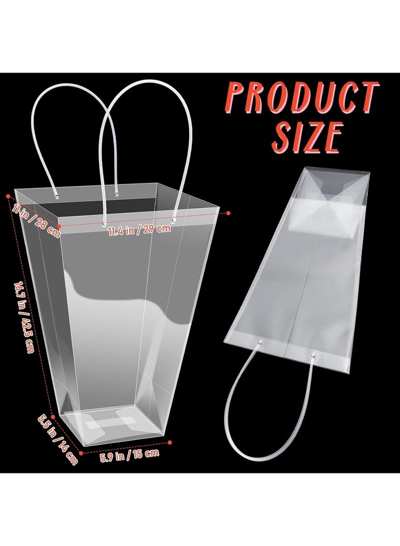 SYOSI حقائب زهور، حقائب باقة زهور كبيرة شفافة مع مقابض، تغليف هدايا بلاستيكي شفاف لترتيبات بائعي الزهور، أعياد الميلاد، حفلات الزفاف، الحفلات، التخرج، 12 قطعة 29 × 15 × 42.4 سم - Image 3