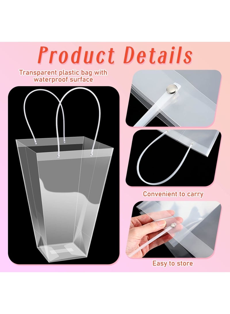 SYOSI حقائب زهور، حقائب باقة زهور كبيرة شفافة مع مقابض، تغليف هدايا بلاستيكي شفاف لترتيبات بائعي الزهور، أعياد الميلاد، حفلات الزفاف، الحفلات، التخرج، 12 قطعة 29 × 15 × 42.4 سم - Image 4