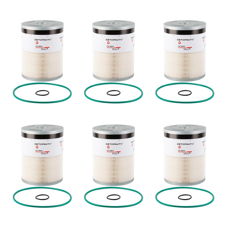 GETOPAUTO FS19915 Fuel Filter with Water Separator Compatible with Cummins ISX15 Detroit Diesel DD13 DD15 DD16 Freightliner Cascadia Replaces A4720921205 A0000903651 P551011 PF9804 33655set of 6