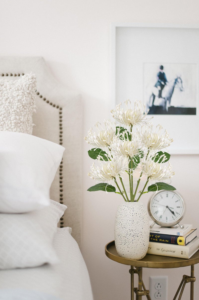 Briful 6PCS Artificial Mums Spring Flowers 4'' White Spider Chrysanthemum Fake Flowers Bouquet for Home Vase Centerpieces Arrangements Bridal Shower Decoration - Image 5