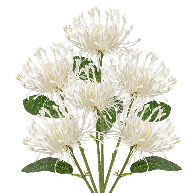 Briful 6PCS Artificial Mums Spring Flowers 4'' White Spider Chrysanthemum Fake Flowers Bouquet for Home Vase Centerpieces Arrangements Bridal Shower Decoration - Image 1
