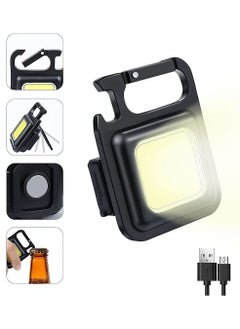 Y&D Small LED Flashlight, Rechargeable Keychain Mini 4 Light Modes Portable Pocket with Folding Bracket Bottle Opener and Magnet Base for Fishing Walking Camping Outdoor Indoor  - Image 1