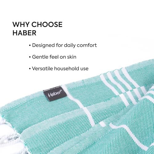HABER Bath Towel Cotton, Ultra Soft & Highly Absorbent, Quick Dry Lightweight Luxury Towel for Bathroom, Spa & Travel-Mint (Pack of 1, Large Size 76x 152cm, Summer Friendly, Fast Drying) - Image 2