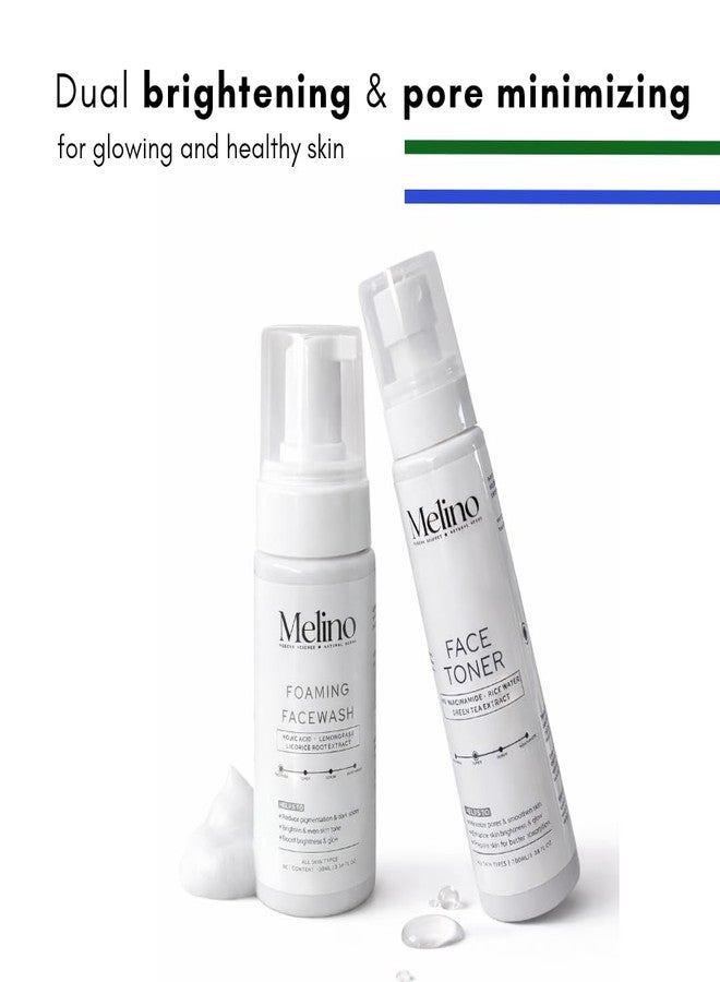 Melino Face Wash & Face Toner Combo with Kojic Acid, Lemongrass, Niacinamide, Green Tea Extract for Dark Spots, Pigmentation, Acne Marks, Skin Brightening, 100ml Each - Image 2