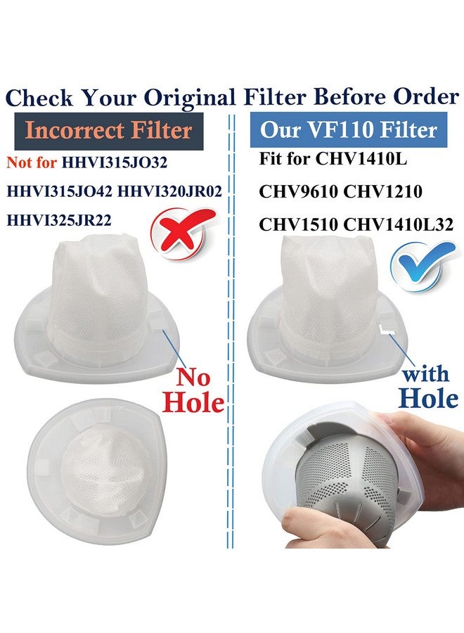 FFsign 6 Pack Replacement Vacuum Filter for Black & Decker Power Tools VF110 Vacuum CHV1410L CHV9610 CHV1210 CHV1510 CHV1410L32 90558113-01, Not for HHVI315JO32 HHVI315JO42 HHVI320JR02 HHVI325JR22 - Image 2