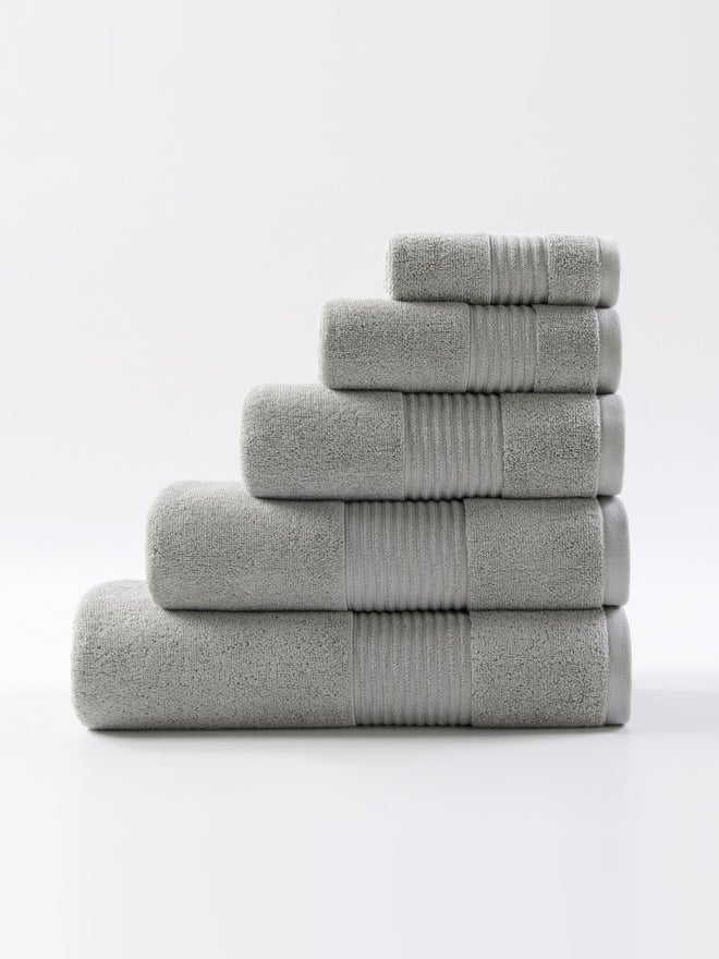 CANNON Dobby Border Face Towel 580Gsm 50X100Cm 100% Cotton Dark Grey - Image 1