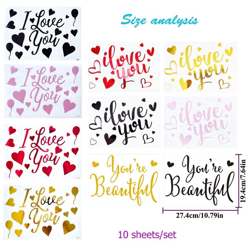 Mimeile I Love You Balloon Stickers Youâ€™re Beautiful Bobo Balloon Decals 10 PCS Mixed Color DIY Letter Self-adhesive Glass Window Paster Wedding Bride Shower Party Supplies - Image 2