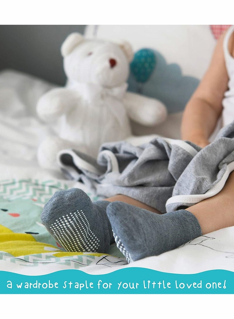 KASTWAVE 12 Pairs Non Slip Toddler Socks, Anti Skid Athletic Socks(0-1 Years Black)  - Image 5