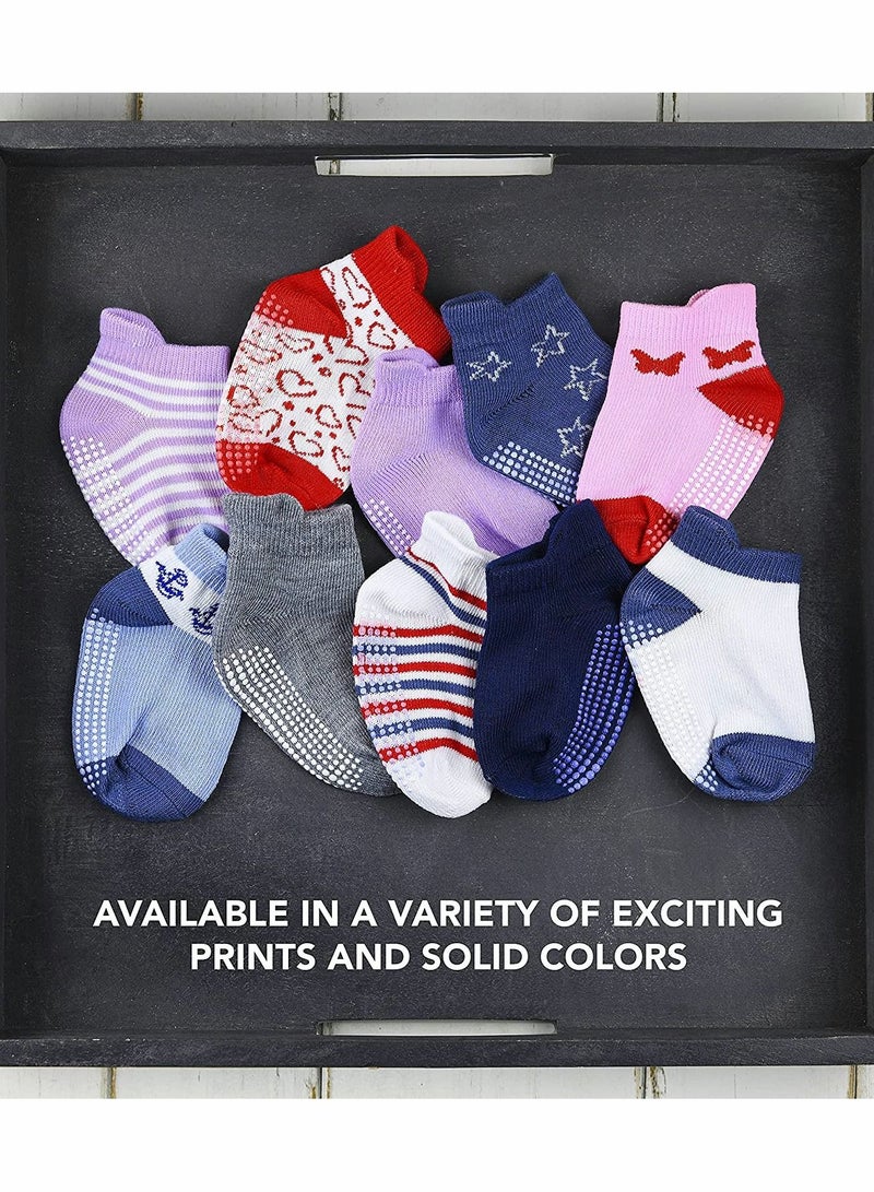 KASTWAVE 12 Pairs Non Slip Toddler Socks, Anti Skid Athletic Socks(0-1 Years Black)  - Image 3
