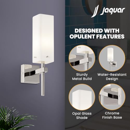 Jaquar Decorative Bath Wall Lamp | Opal Glass with Chrome Finish Base | Opulent Lighting | Water-Resistant Design for Bathrooms, Saunas, Steam Rooms & Spas | G9 LED 5W (70L*137W*290H) - Image 2