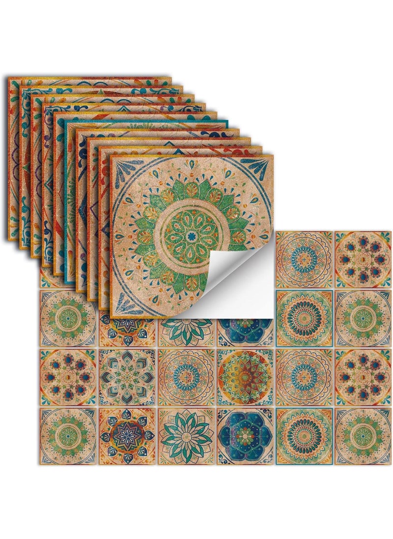 Bluejw - 10*10CM 24 Pieces Of European Style Waterproof And Oil Proof Wall Tiles Self Adhesive Decorative Stickers - Image 1
