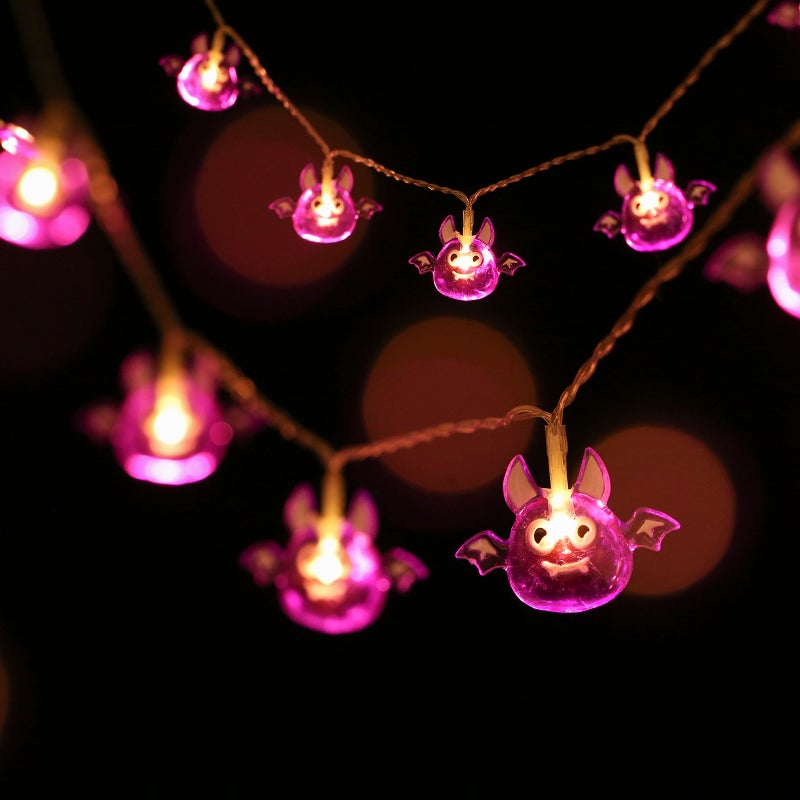 Halloween String Lights: 1.5 Meters 2 Packs Purple Bendable Soft Cable - Evenly Distributed Cute LED Pendants Holiday Decorative Lights for Halloween Home Indoor Outdoor Decoration - Image 3
