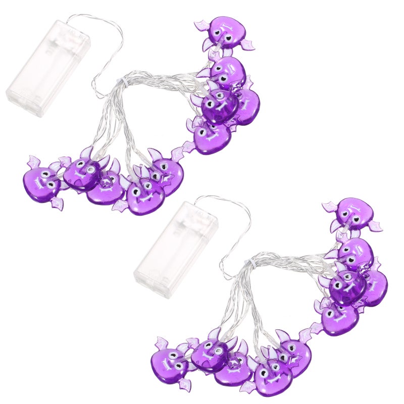 Halloween String Lights: 1.5 Meters 2 Packs Purple Bendable Soft Cable - Evenly Distributed Cute LED Pendants Holiday Decorative Lights for Halloween Home Indoor Outdoor Decoration - Image 1
