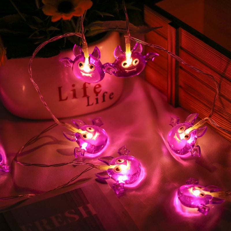 Halloween String Lights: 1.5 Meters 2 Packs Purple Bendable Soft Cable - Evenly Distributed Cute LED Pendants Holiday Decorative Lights for Halloween Home Indoor Outdoor Decoration - Image 5