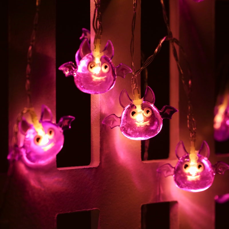 Halloween String Lights: 1.5 Meters 2 Packs Purple Bendable Soft Cable - Evenly Distributed Cute LED Pendants Holiday Decorative Lights for Halloween Home Indoor Outdoor Decoration - Image 2