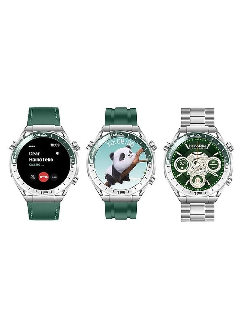HainoTeko Haino Teko RW-67 Watch Ultimate Smart Watch with 3 Straps, AMOLED Display, BT Calling – Silver - Image 3