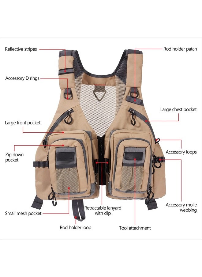 BASSDASH - Fly Fishing Vest with Pockets Adjustable Size for Men Women Bass Trout Fishing FV12 - Image 1