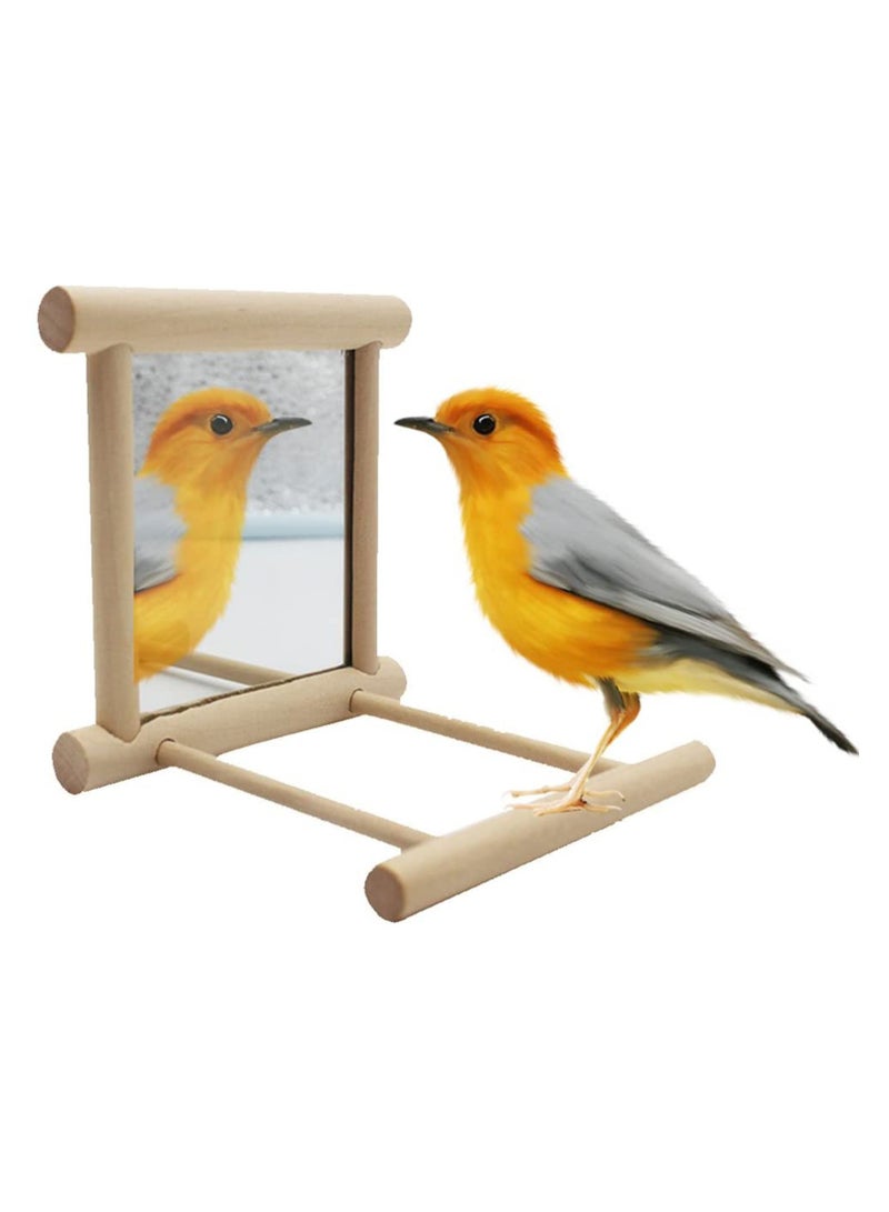 SYOSI Bird Mirror with Swing Hummingbird Swing Bird Perches for Parrots Stand Wooden Swing Toy for Macaws Lovebird Cockatoo Parakeet Conure Finch Cockatiels - Image 1