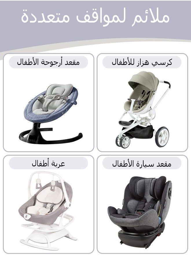 ماركة غير محددة وسادة دعم رأس قابلة للعكس للسيارة للأطفال الرضع، وسادة مقعد سيارة 2 في 1 لحديثي الولادة، مناسبة للعربات، الأرجوحة، الكرسي الهزاز، الكرسي المرتد، باللون الرمادي الفاتح  - Image 4