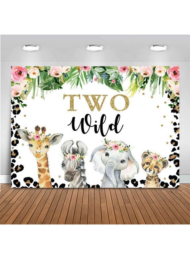 موكسيكا خلفية Mocsicka Two Wild لفتاة سفاري في الغابة حيوانات ديكور حفلة عيد ميلاد 2 7 × 5 أقدام خلفية صورة نمر زهرية لراية عيد الميلاد (7 × 5 أقدام (82 × 60 بوصة)) - Image 1