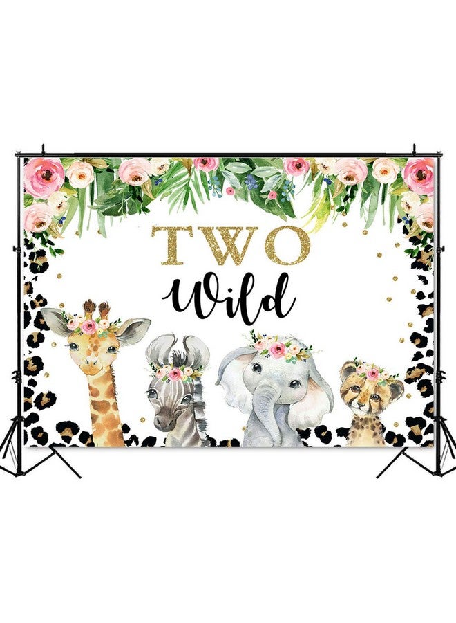 موكسيكا خلفية Mocsicka Two Wild لفتاة سفاري في الغابة حيوانات ديكور حفلة عيد ميلاد 2 7 × 5 أقدام خلفية صورة نمر زهرية لراية عيد الميلاد (7 × 5 أقدام (82 × 60 بوصة)) - Image 5
