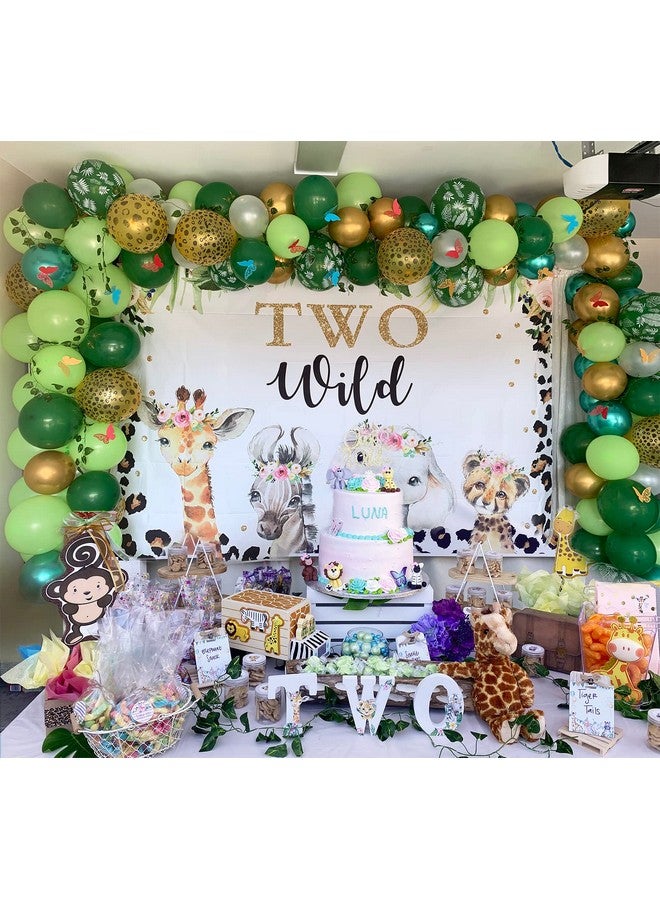 موكسيكا خلفية Mocsicka Two Wild لفتاة سفاري في الغابة حيوانات ديكور حفلة عيد ميلاد 2 7 × 5 أقدام خلفية صورة نمر زهرية لراية عيد الميلاد (7 × 5 أقدام (82 × 60 بوصة)) - Image 2