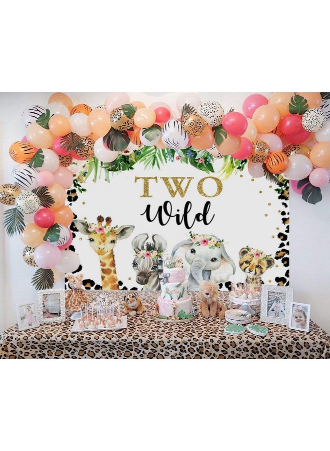 موكسيكا خلفية Mocsicka Two Wild لفتاة سفاري في الغابة حيوانات ديكور حفلة عيد ميلاد 2 7 × 5 أقدام خلفية صورة نمر زهرية لراية عيد الميلاد (7 × 5 أقدام (82 × 60 بوصة)) - Image 3