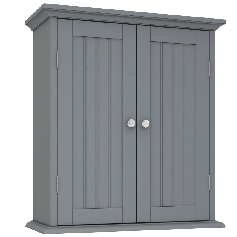ChooChoo Bathroom Wall Cabinet Over The Toilet Space Saver Storage Cabinet Medicine Cabinet with 2 Door and Adjustable Shelves Cupboard Grey