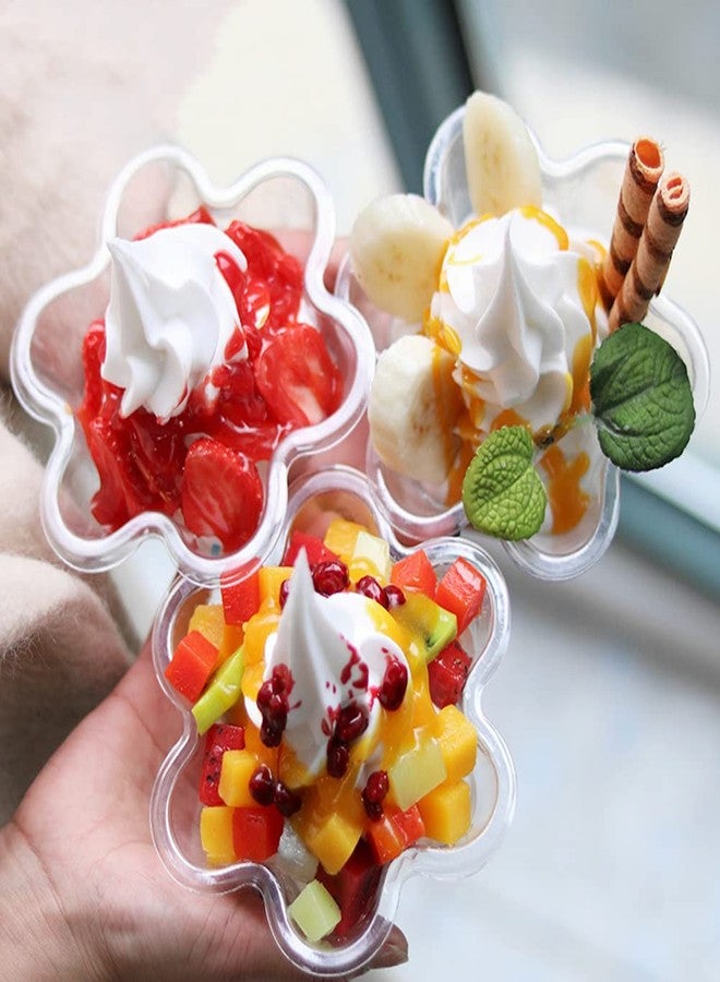 TOFLEN 8 oz Dessert Cups with Spoons, 50 Pack Clear Plastic Small Party Serving Bowls for Sundae, Parfait, Fruit, Strawberry Shortcake, Disposable Snack Bowls (Flower Shape) - Image 4