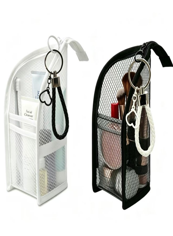 2 Pack Standing Toiletry Bag,Standing Travel Toiletry Bag,EVA Mesh Waterproof,Semi-transparent Multi-compartment Hanging Organizer for Back to School,travel and daily use Unisex - Image 1