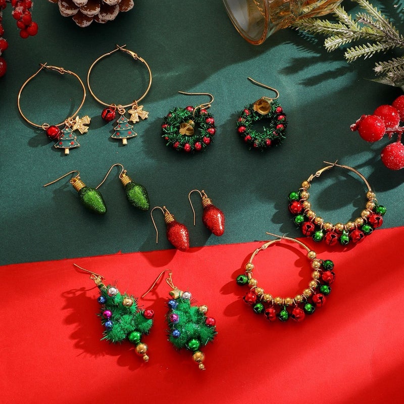 Christmas ornaments Creative Christmas tree earrings Simple snowman bell earrings Women's cross-border festive  accessories - Image 3