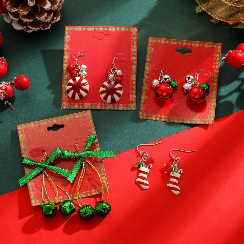 Christmas ornaments Creative Christmas tree earrings Simple snowman bell earrings Women's cross-border festive  accessories - Image 4