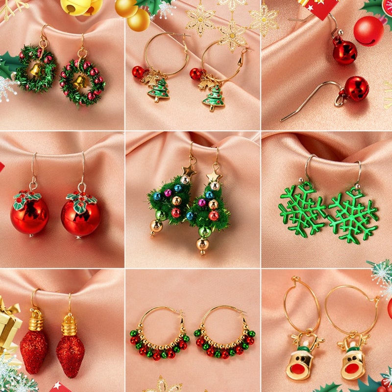 Christmas ornaments Creative Christmas tree earrings Simple snowman bell earrings Women's cross-border festive  accessories - Image 1