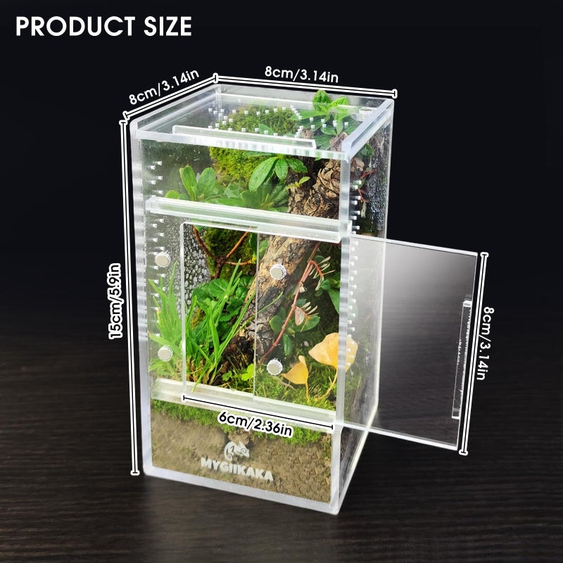 MYGIIKAKA Jumping Spider Enclosure Accessories, Tarantula Spider Box, Bug Cage, Praying Mantis Habitat Enclosure, Snail Insect Terrarium, Caterpillar Habitat (3x3x6 inch) - Image 4
